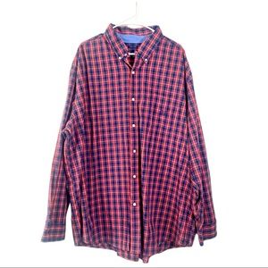 Chaps Long Sleeve Red Blue Plaid Long Sleeve Button Down Mens 3XB 3XL